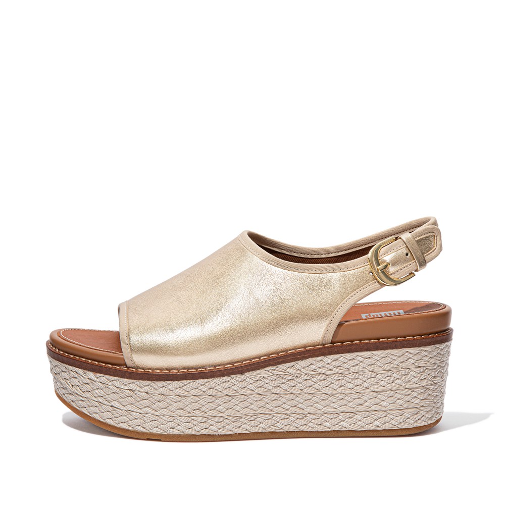 Fitflop Womens Wedge Gold - Eloise Mixed-metallics Back-strap - IA8905217